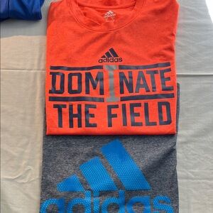 Adidas Kids Orange and Gray Tees with Bold Graphics
